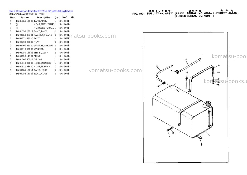 Komatsu eg125-2 s/n 4001-up Parts catalog cover Page 10 Komatsu eg125-2 s/n 4001-up Parts catalog cover Page 10