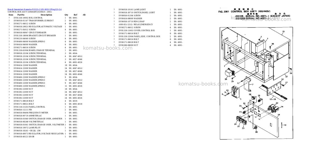 Komatsu eg125-2 s/n 4001-up Parts catalog cover Page 2 Komatsu eg125-2 s/n 4001-up Parts catalog cover Page 2