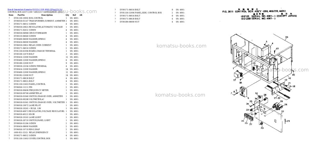 Komatsu eg125-2 s/n 4001-up Parts catalog cover Page 3 Komatsu eg125-2 s/n 4001-up Parts catalog cover Page 3