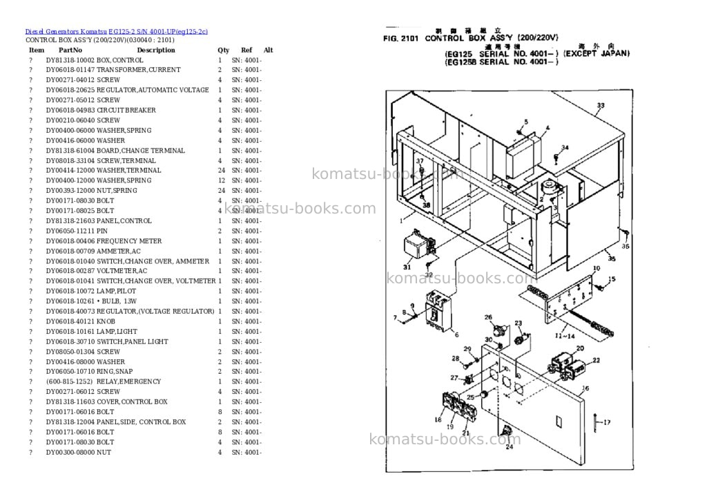 Komatsu eg125-2 s/n 4001-up Parts catalog cover Page 4 Komatsu eg125-2 s/n 4001-up Parts catalog cover Page 4