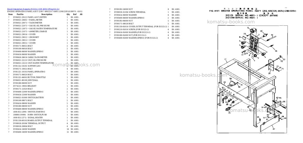 Komatsu eg125-2 s/n 4001-up Parts catalog cover Page 7 Komatsu eg125-2 s/n 4001-up Parts catalog cover Page 7