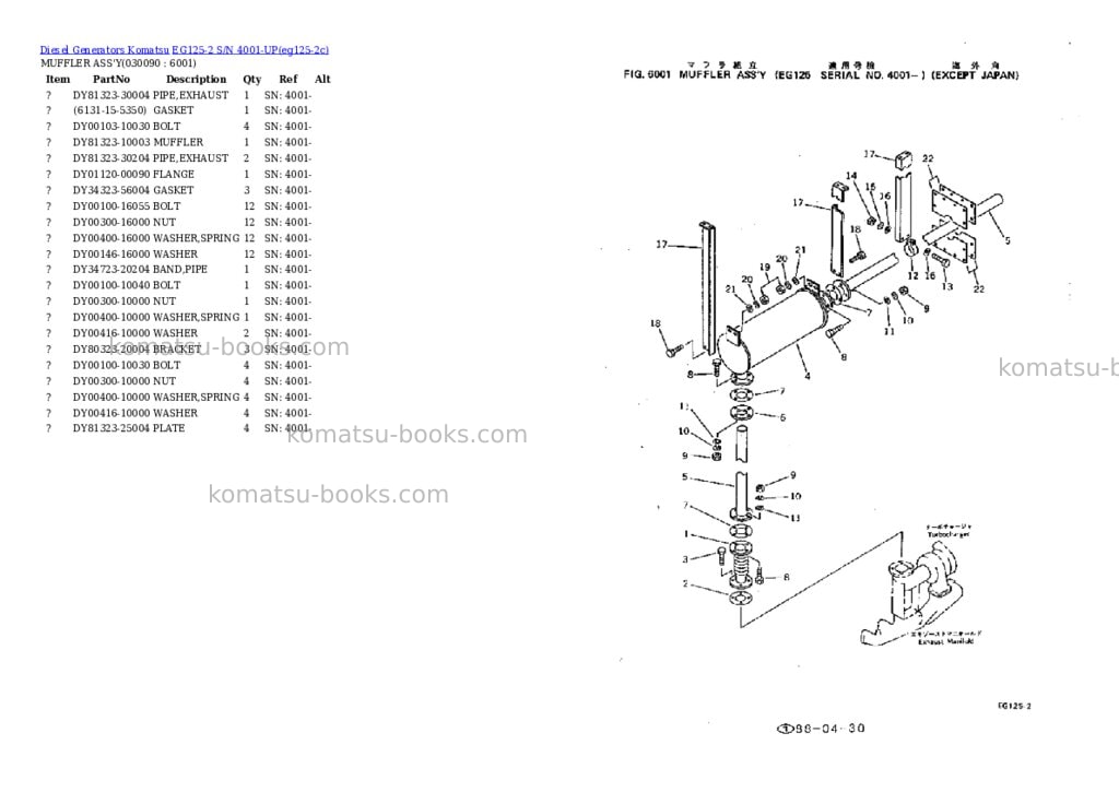 Komatsu eg125-2 s/n 4001-up Parts catalog cover Page 9 Komatsu eg125-2 s/n 4001-up Parts catalog cover Page 9