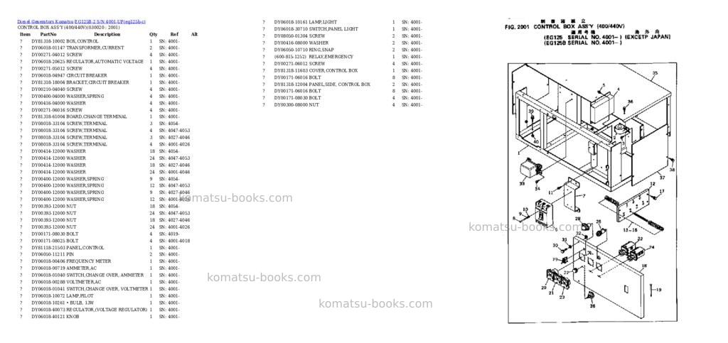 Komatsu EG125B-2 S/N 4001-UP Parts catalog cover Page 2 Komatsu EG125B-2 S/N 4001-UP Parts catalog cover Page 2