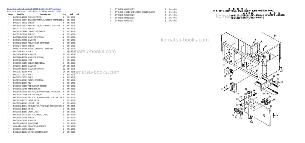 Komatsu EG125B-2 S/N 4001-UP Parts catalog cover Page 3 Komatsu EG125B-2 S/N 4001-UP Parts catalog cover Page 3