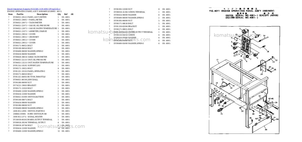 Komatsu EG125B-2 S/N 4001-UP Parts catalog cover Page 6 Komatsu EG125B-2 S/N 4001-UP Parts catalog cover Page 6