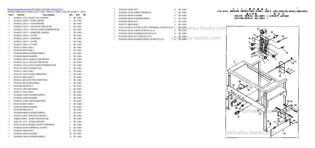 Komatsu EG125B-2 S/N 4001-UP Parts catalog cover Page 7 Komatsu EG125B-2 S/N 4001-UP Parts catalog cover Page 7