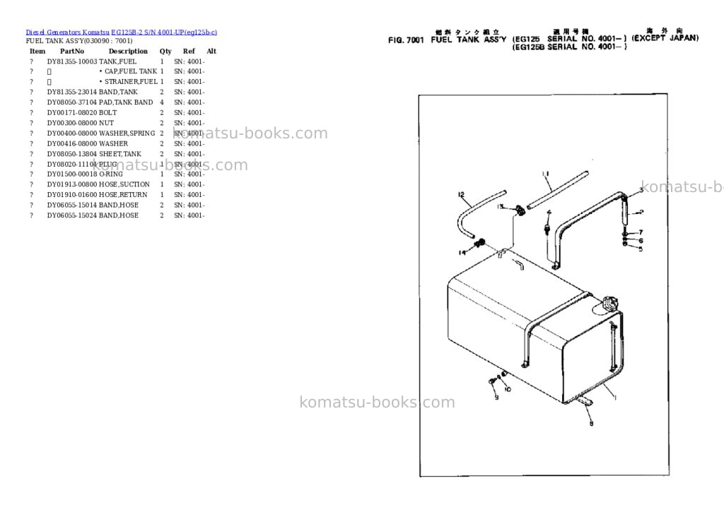 Komatsu EG125B-2 S/N 4001-UP Parts catalog cover Page 9 Komatsu EG125B-2 S/N 4001-UP Parts catalog cover Page 9