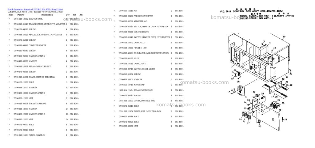 Komatsu eg125b-2 s/n 4001-up Parts catalog cover Page 3 Komatsu eg125b-2 s/n 4001-up Parts catalog cover Page 3
