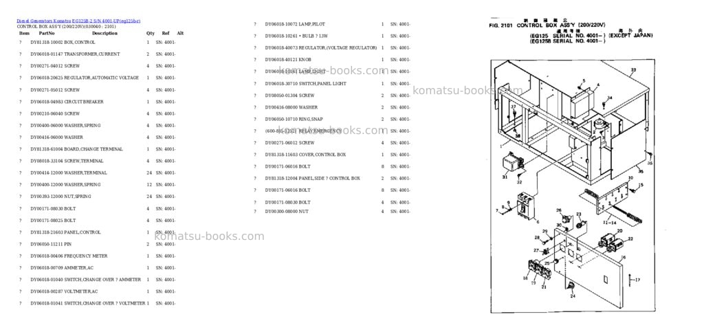 Komatsu eg125b-2 s/n 4001-up Parts catalog cover Page 4 Komatsu eg125b-2 s/n 4001-up Parts catalog cover Page 4