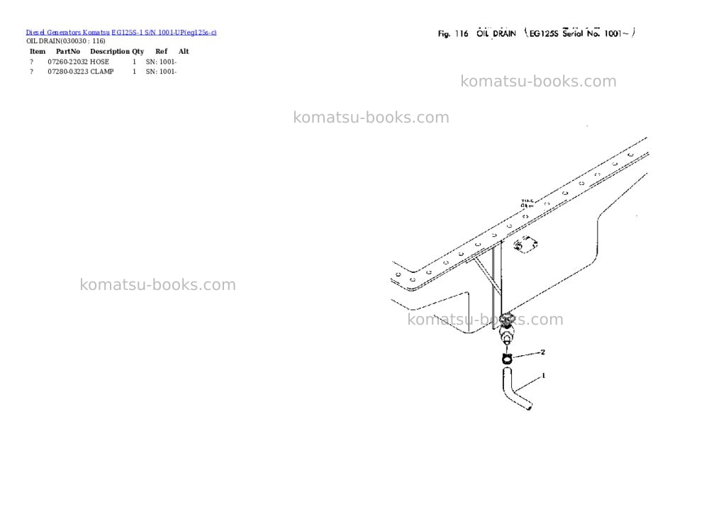 Komatsu eg125s-1 s/n 1001-up Parts catalog cover Page 2 Komatsu eg125s-1 s/n 1001-up Parts catalog cover Page 2
