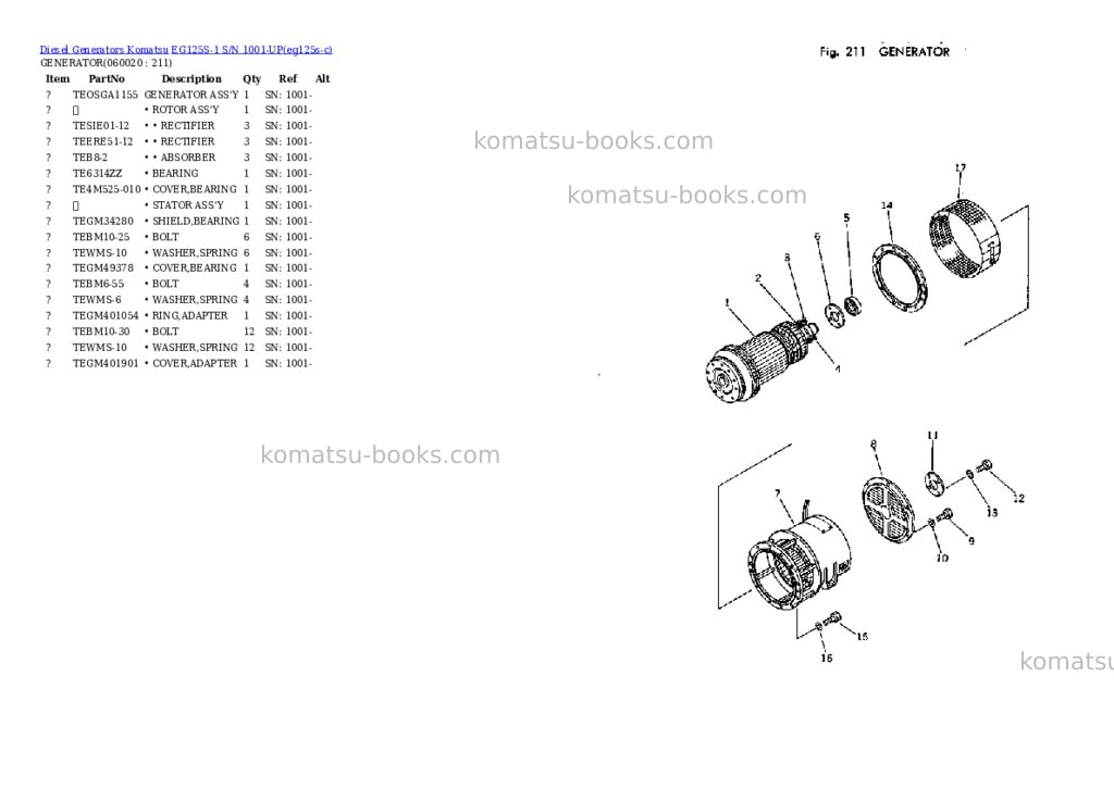 Komatsu eg125s-1 s/n 1001-up Parts catalog cover Page 9 Komatsu eg125s-1 s/n 1001-up Parts catalog cover Page 9