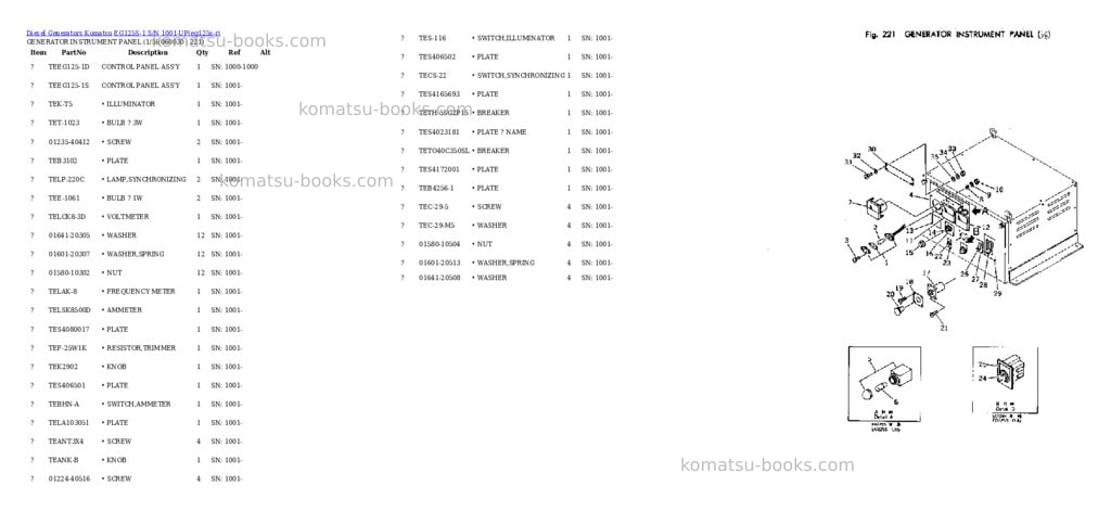 Komatsu EG125S-1 S/N 1001-UP Parts catalog cover Page 10 Komatsu EG125S-1 S/N 1001-UP Parts catalog cover Page 10