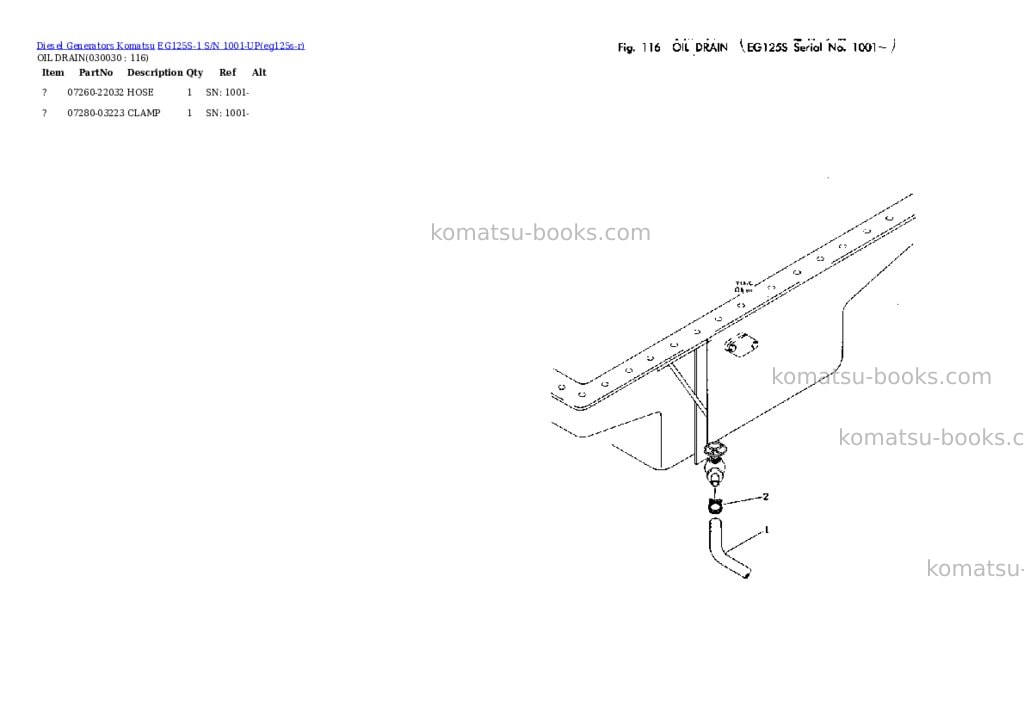 Komatsu EG125S-1 S/N 1001-UP Parts catalog cover Page 2 Komatsu EG125S-1 S/N 1001-UP Parts catalog cover Page 2