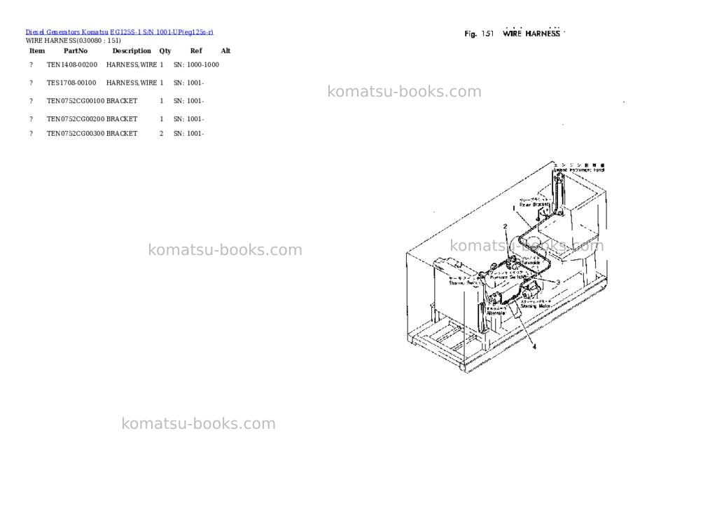 Komatsu EG125S-1 S/N 1001-UP Parts catalog cover Page 7 Komatsu EG125S-1 S/N 1001-UP Parts catalog cover Page 7