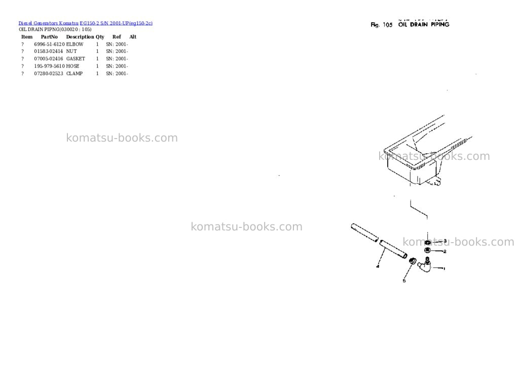 Komatsu EG150-2 S/N 2001-UP Parts catalog cover Komatsu EG150-2 S/N 2001-UP Parts catalog cover