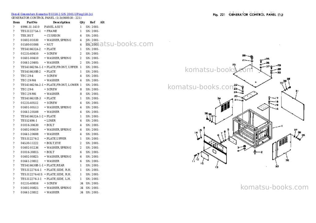 Komatsu EG150-2 S/N 2001-UP Parts catalog cover Page 10 Komatsu EG150-2 S/N 2001-UP Parts catalog cover Page 10