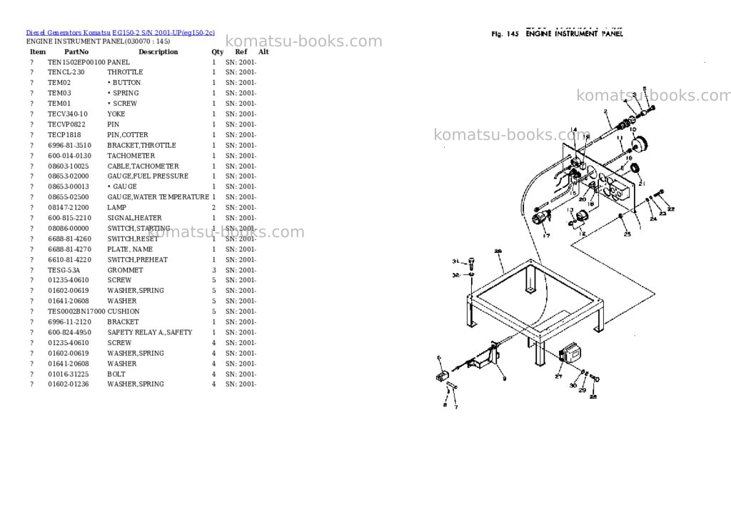 Komatsu EG150-2 S/N 2001-UP Parts catalog cover Page 6 Komatsu EG150-2 S/N 2001-UP Parts catalog cover Page 6