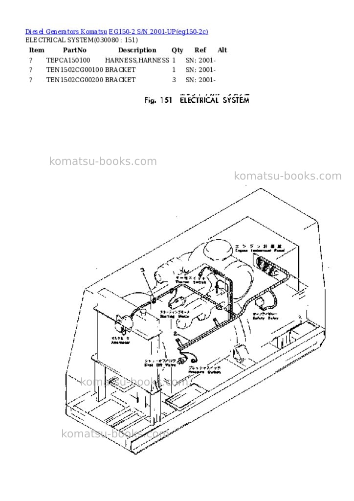 Komatsu EG150-2 S/N 2001-UP Parts catalog cover Page 7 Komatsu EG150-2 S/N 2001-UP Parts catalog cover Page 7