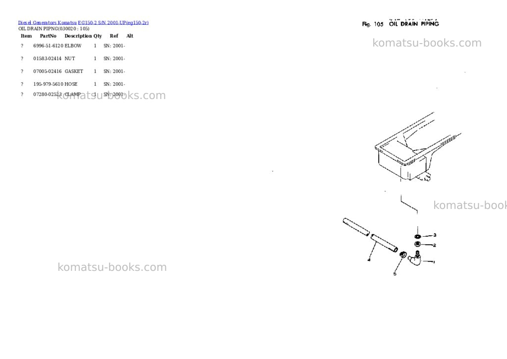 Komatsu eg150-2 s/n 2001-up Parts catalog cover Komatsu eg150-2 s/n 2001-up Parts catalog cover