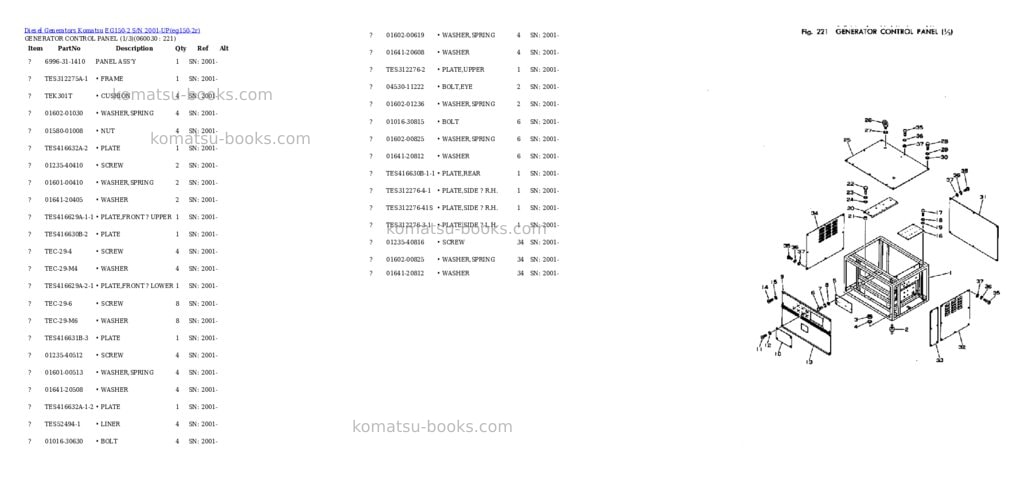 Komatsu eg150-2 s/n 2001-up Parts catalog cover Page 10 Komatsu eg150-2 s/n 2001-up Parts catalog cover Page 10