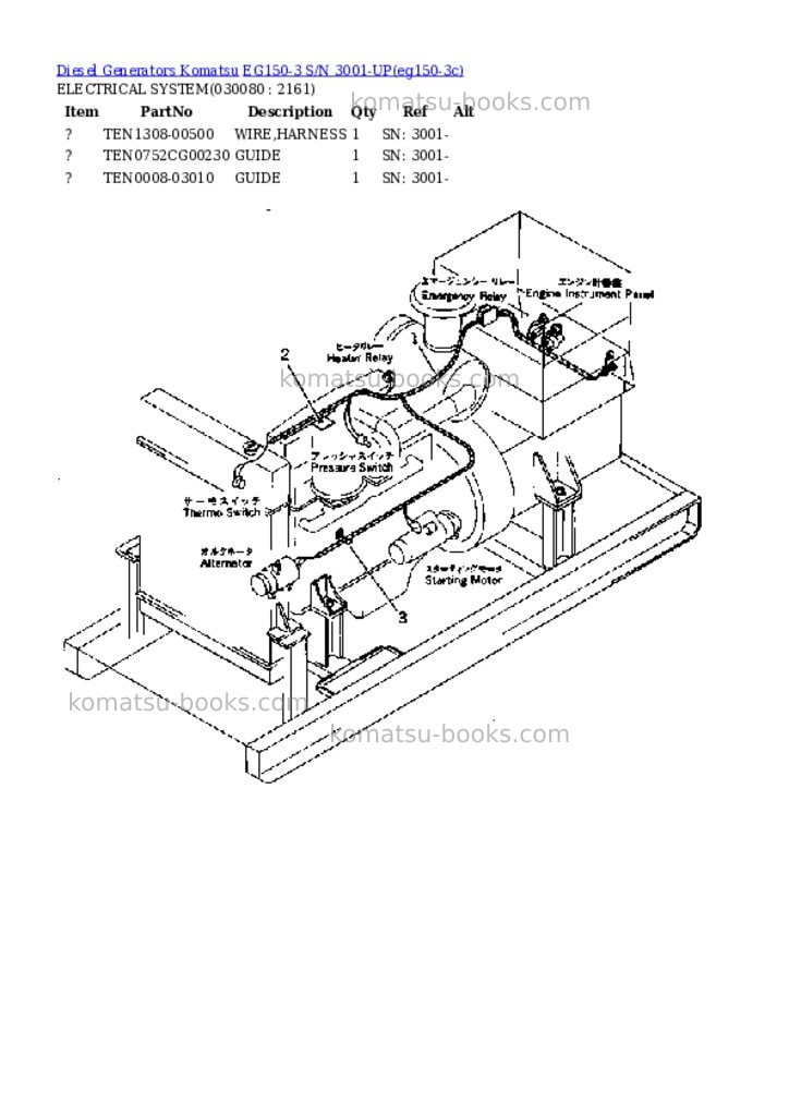 Komatsu EG150-3 S/N 3001-UP Parts catalog cover Page 7 Komatsu EG150-3 S/N 3001-UP Parts catalog cover Page 7