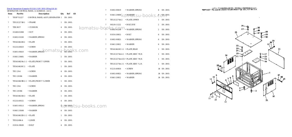 Komatsu eg150-3 s/n 3001-up Parts catalog cover Page 10 Komatsu eg150-3 s/n 3001-up Parts catalog cover Page 10