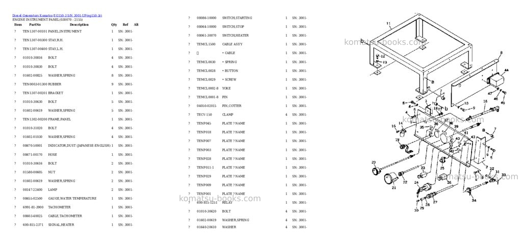 Komatsu eg150-3 s/n 3001-up Parts catalog cover Page 6 Komatsu eg150-3 s/n 3001-up Parts catalog cover Page 6