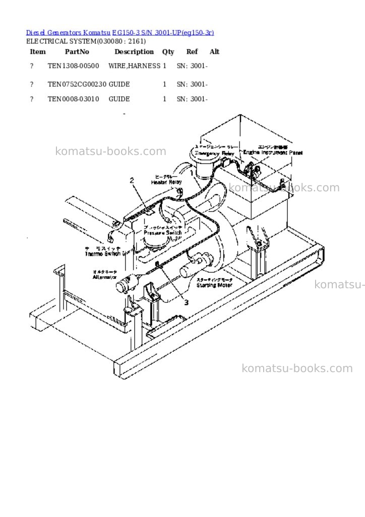 Komatsu eg150-3 s/n 3001-up Parts catalog cover Page 7 Komatsu eg150-3 s/n 3001-up Parts catalog cover Page 7