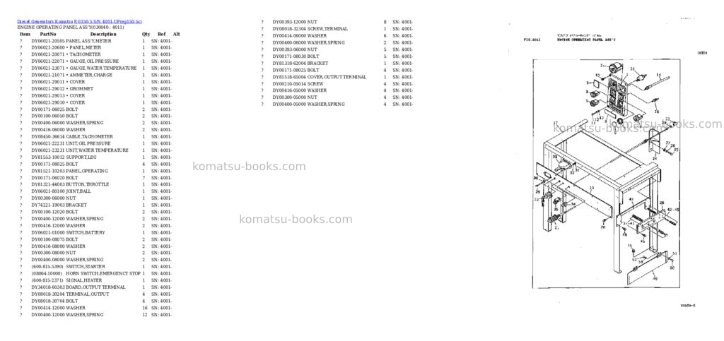 Komatsu eg150-5 s/n 4001-up Parts catalog cover Page 3 Komatsu eg150-5 s/n 4001-up Parts catalog cover Page 3