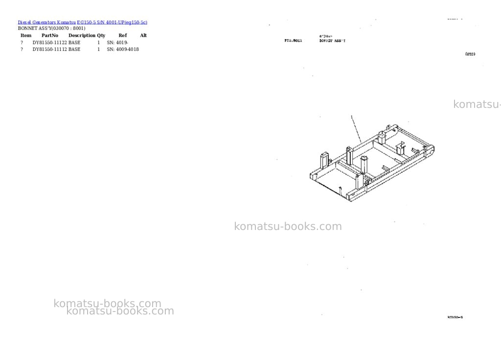 Komatsu eg150-5 s/n 4001-up Parts catalog cover Page 6 Komatsu eg150-5 s/n 4001-up Parts catalog cover Page 6