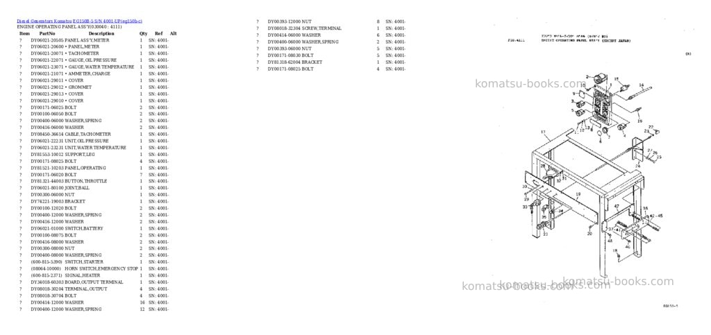 Komatsu EG150B-5 S/N 4001-UP Parts catalog cover Page 4 Komatsu EG150B-5 S/N 4001-UP Parts catalog cover Page 4
