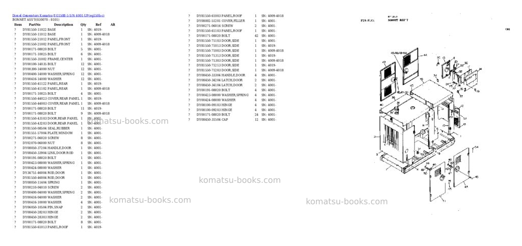 Komatsu EG150B-5 S/N 4001-UP Parts catalog cover Page 7 Komatsu EG150B-5 S/N 4001-UP Parts catalog cover Page 7