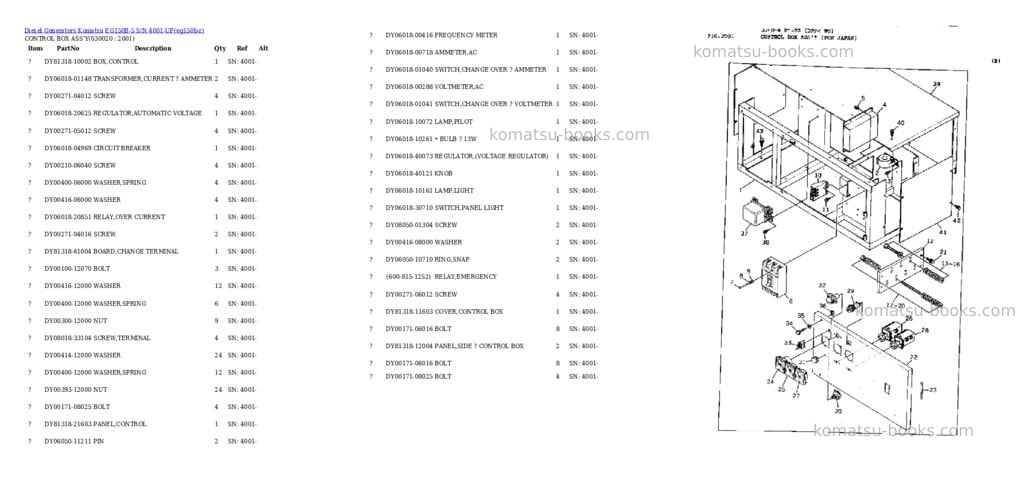 Komatsu eg150b-5 s/n 4001-up Parts catalog cover Page 2 Komatsu eg150b-5 s/n 4001-up Parts catalog cover Page 2