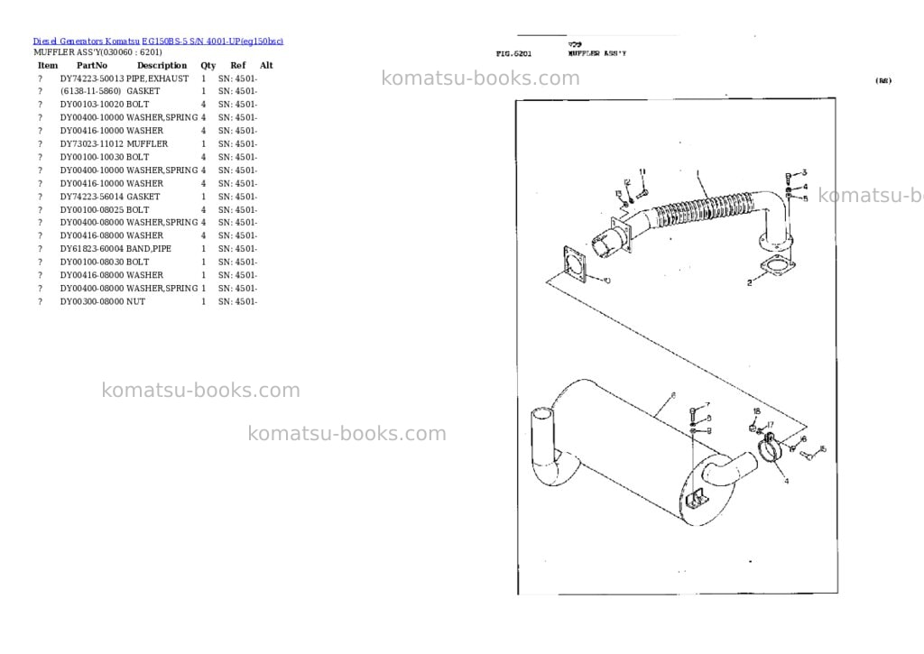 Komatsu EG150BS-5 S/N 4001-UP Parts catalog cover Page 6 Komatsu EG150BS-5 S/N 4001-UP Parts catalog cover Page 6