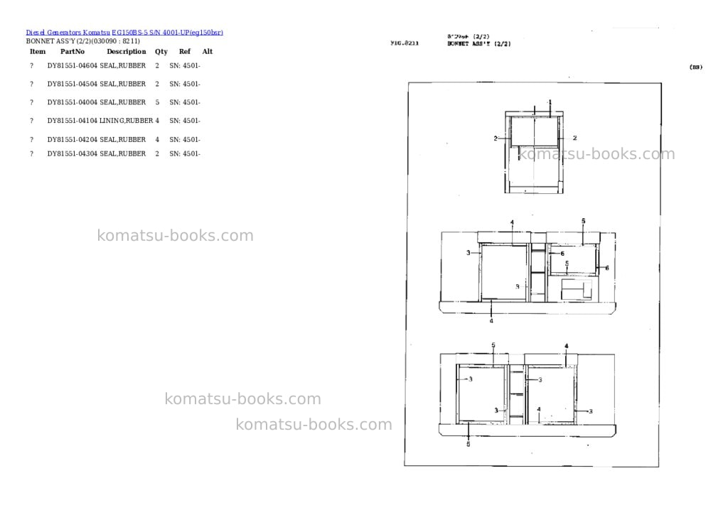 Komatsu eg150bs-5 s/n 4001-up Parts catalog cover Page 9 Komatsu eg150bs-5 s/n 4001-up Parts catalog cover Page 9