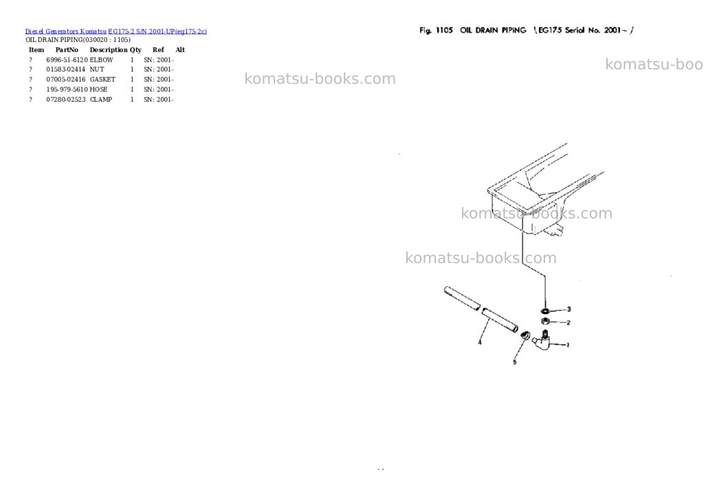 Komatsu EG175-2 S/N 2001-UP Parts catalog cover Komatsu EG175-2 S/N 2001-UP Parts catalog cover