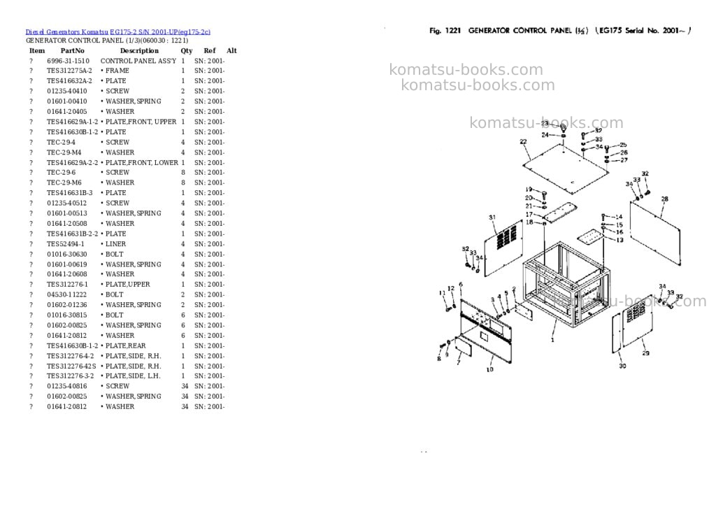 Komatsu EG175-2 S/N 2001-UP Parts catalog cover Page 9 Komatsu EG175-2 S/N 2001-UP Parts catalog cover Page 9