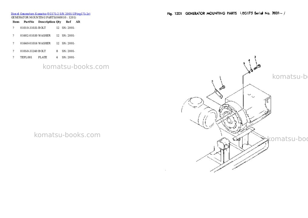 Komatsu eg175-2 s/n 2001-up Parts catalog cover Page 7 Komatsu eg175-2 s/n 2001-up Parts catalog cover Page 7