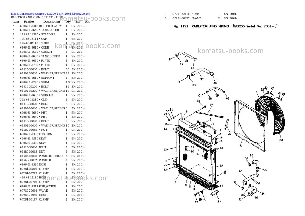 Komatsu EG200-2 S/N 2001-UP Parts catalog cover Page 2 Komatsu EG200-2 S/N 2001-UP Parts catalog cover Page 2