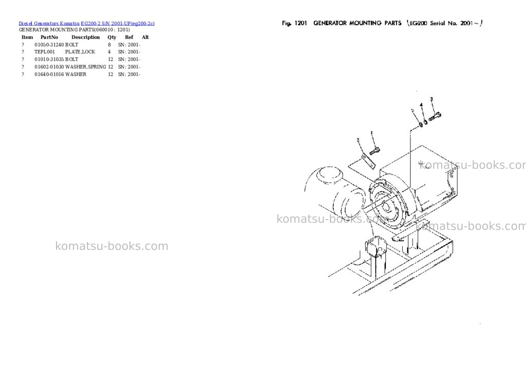 Komatsu EG200-2 S/N 2001-UP Parts catalog cover Page 7 Komatsu EG200-2 S/N 2001-UP Parts catalog cover Page 7