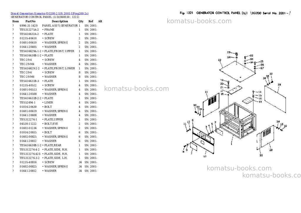 Komatsu EG200-2 S/N 2001-UP Parts catalog cover Page 9 Komatsu EG200-2 S/N 2001-UP Parts catalog cover Page 9