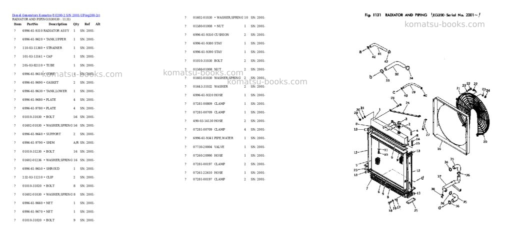 Komatsu eg200-2 s/n 2001-up Parts catalog cover Page 2 Komatsu eg200-2 s/n 2001-up Parts catalog cover Page 2