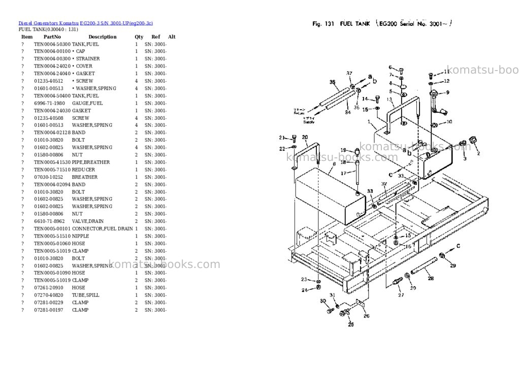 Komatsu EG200-3 S/N 3001-UP Parts catalog cover Page 3 Komatsu EG200-3 S/N 3001-UP Parts catalog cover Page 3