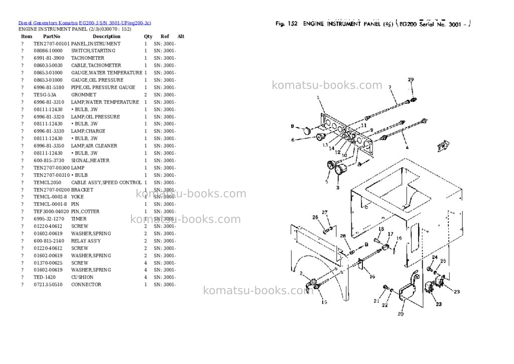 Komatsu EG200-3 S/N 3001-UP Parts catalog cover Page 6 Komatsu EG200-3 S/N 3001-UP Parts catalog cover Page 6