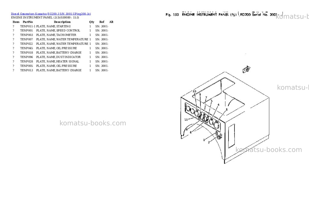Komatsu EG200-3 S/N 3001-UP Parts catalog cover Page 7 Komatsu EG200-3 S/N 3001-UP Parts catalog cover Page 7