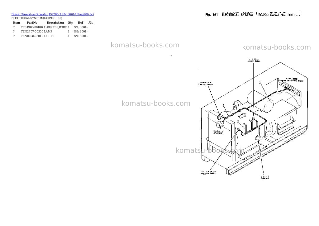 Komatsu EG200-3 S/N 3001-UP Parts catalog cover Page 8 Komatsu EG200-3 S/N 3001-UP Parts catalog cover Page 8