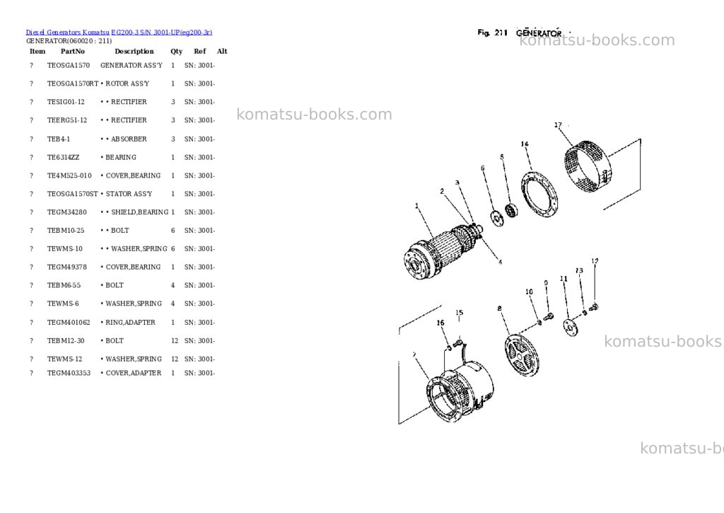 Komatsu eg200-3 s/n 3001-up Parts catalog cover Page 10 Komatsu eg200-3 s/n 3001-up Parts catalog cover Page 10