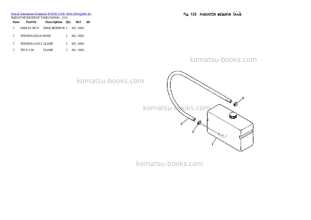 Komatsu eg200-3 s/n 3001-up Parts catalog cover Page 2 Komatsu eg200-3 s/n 3001-up Parts catalog cover Page 2