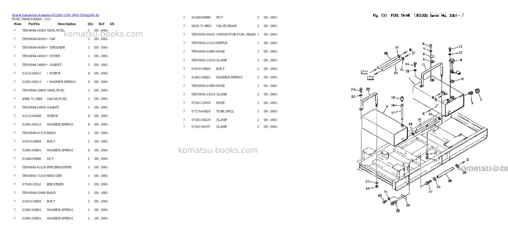 Komatsu eg200-3 s/n 3001-up Parts catalog cover Page 3 Komatsu eg200-3 s/n 3001-up Parts catalog cover Page 3