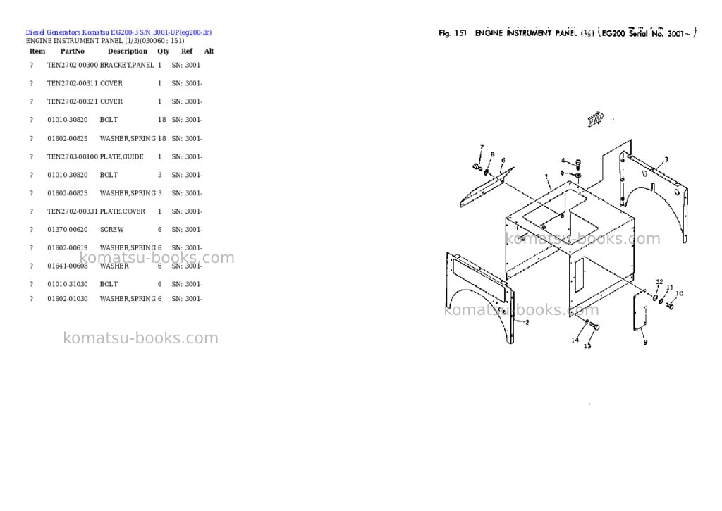Komatsu eg200-3 s/n 3001-up Parts catalog cover Page 5 Komatsu eg200-3 s/n 3001-up Parts catalog cover Page 5